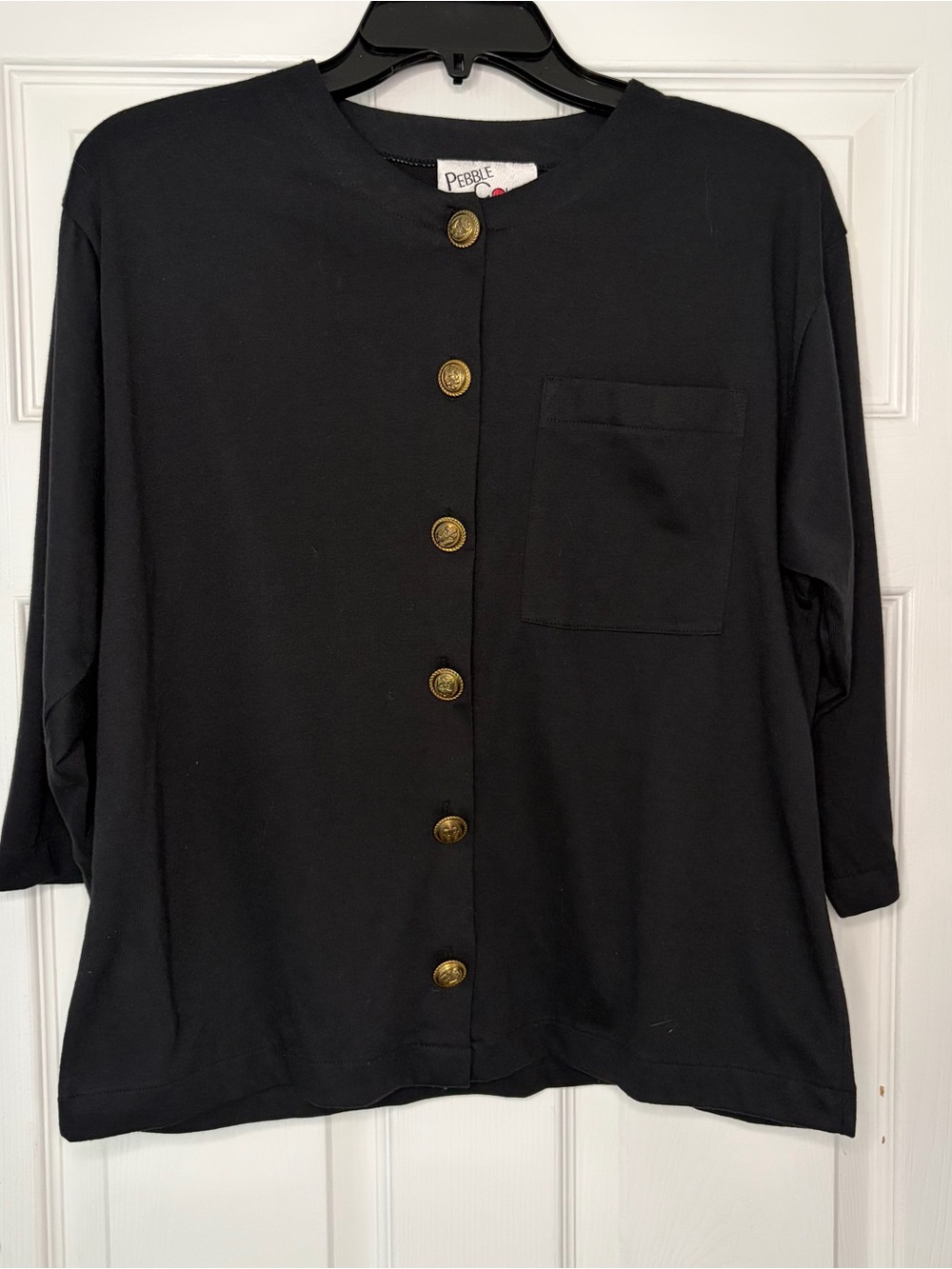 Vintage Pebble Court Black Light-Weight Button Up with Pocket